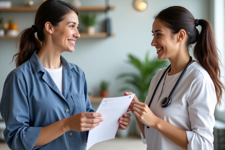 Nutrizionista che spiega un piano alimentare a un paziente