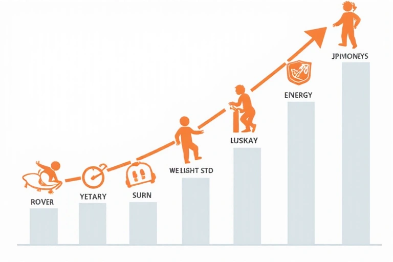 Grafico stilizzato che mostra il progresso e i risultati positivi